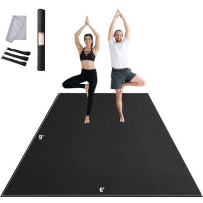 VEVOR oefenmat, antislip, hoogwaardige yogamat met hoge dichtheid, workout yogamat voor mannen en vrouwen, fitness- en oefenmat met tas en draagriem, voor alle soorten yoga, pilates en vloeroefeningen thuis (2,7 x 1,8 m)