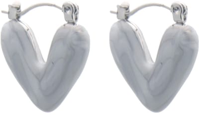 Dames Oorbellen - Zilver / Grijs - Hart Design - Roestvrijstaal 2cm – valentijn – cadeau