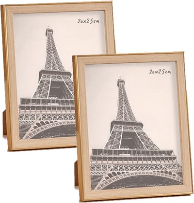 Arte Fotolijstje - 2x stuks - goud - 23 x 28 cm - geschikt voor een foto van 20 x 25 cm - Hangend en/of staand gebruik - Houten fotolijstjes