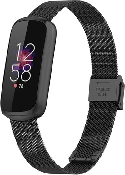 By Qubix - Compatible Fitbit bandje - Geschikt voor fitbit luxe bandje - Milanese bandje met klemsluiting - Zwart Smartwatchbandje horlogeband polsband Armband Strap Band Watchband
