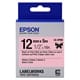 Epson LK-4PBK satijnlint tape zwart op roze 12mm (origineel)