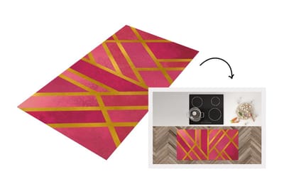 Keukenloper - Loper keuken - Goud - Roze - Luxe - 120x60 cm - Keukenloper vinyl