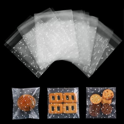 Duidelijke Cellofaanzakjes met Zelfklevende Sluiting voor Cookies, Snoep, Sieraden en Desserts - 200 Stuks (10x10cm)