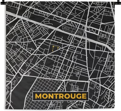 Wandkleed - Wanddoek - Montrouge - Plattegrond - Frankrijk - Kaart - Stadskaart - 180x180 cm - Wandtapijt
