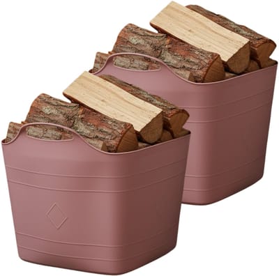 Excellent houseware flexibele kuip / emmer - 2x - roze - 25 l - kunststof - 40 x 35 cm - met handvatten