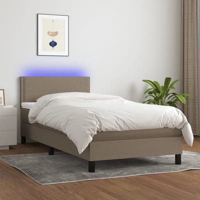 vidaXL - Boxspring - met - matras - en - LED - stof - taupe - 80x200 - cm
