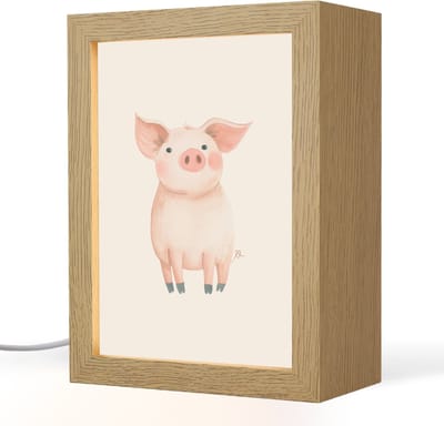 Nachtlampje 15x20 cm - Kinder lampje - Varken - Roze - Dier - Pastel kleuren - Tafellamp kinderkamer - Slaapkamer lamp - Bedlamp kinderen - Kinderlampje stopcontact - Wandlamp babykamer - Nachtlampjes