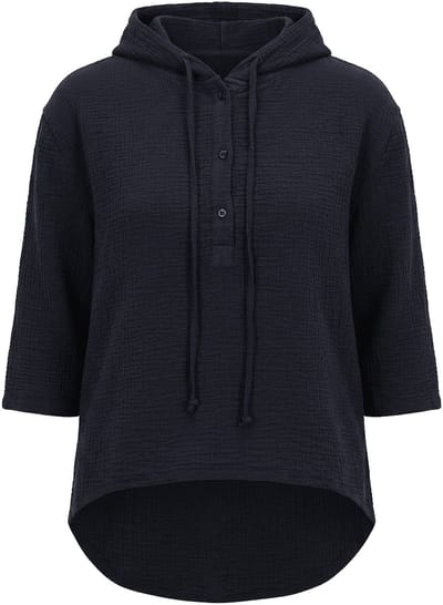 Angel of Style - Dames - Blouse A-lijn mousseline capuchon - Zwart - Maat 44