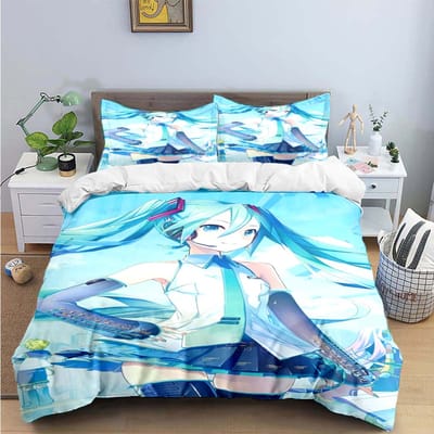 Cartoon Kawaii Virtuele Zangeres H-Hatsune-Miku Beddengoed Sets Beddengoed Set Dekbedovertrek Beddekenset Beddengoed Set Cadeau AU Double(180*210cm)3pcs