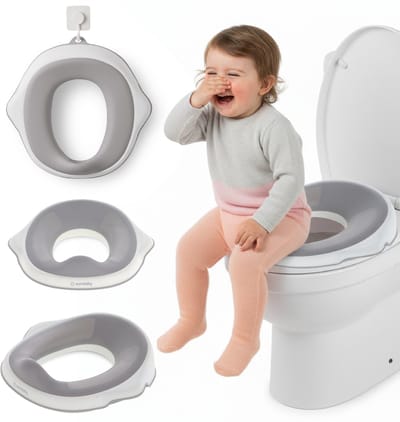 Sun Baby – Kinder toiletverkleiner, antislip wc-bril verkleiner voor kinderen 2-6 jaar, ergonomisch, met ophanghaak - Wit-Grijs