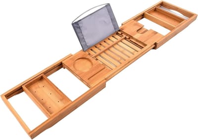 Badkuip Plank - Bad Accessoire - Ontspannen in Bad - Verstelbare Zijkanten - 70 cm - Houtkleur