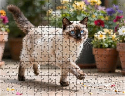 Puzzel Heilige Birmaan in de tuin | 252 stukjes | Dierenpuzzel | Kattenpuzzel