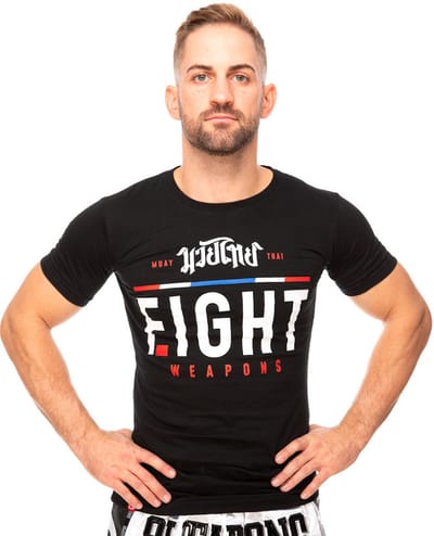 8 Weapons T Shirt The Fight Zwart Muay Thai Bokskleding - S