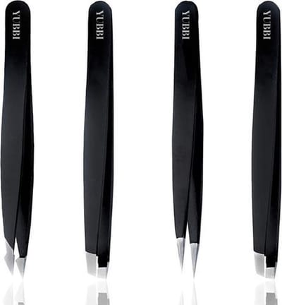 YUBBI™ Epileer Pincet Set - Tweezer Set - Dermaplanning - Wenkbrauw Scheermesje - Trimmer - Opbergcover - Zwart
