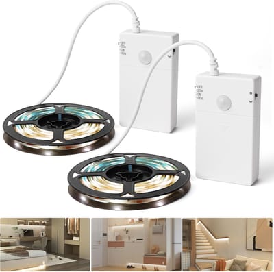 Ledstrips met Sensor - Bewegingsverlichting Batterijlamp - Kast Verlichten - Op Maat Te Snijden - 2 meter - Warm Wit