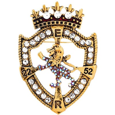 Vintage Mannen Klassiek Leeuwen Schild Glanzend Kristal Dazzel Broches Spelden Paleis Mode Casual Pak Jas Badges Sieraden Voor Mannen beige
