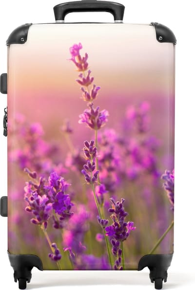 NoBoringSuitcases.com - Grote paarse koffer dames - Reiskoffer bloemen met 4 wielen - Trolley op wieltjes 72 liter - Rolkoffer groot lichtgewicht - Ruimbagage valies 20kg XL - Valiezen voor volwassenen - Suitcase medium - Orgineel cadeau voor vrouwen
