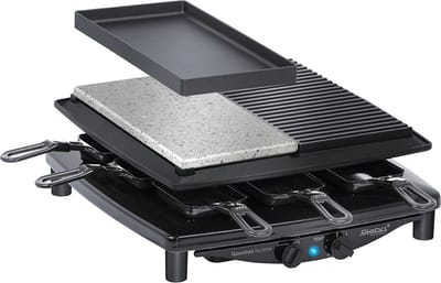 Steba RC4plusdelux - 3-in-1 - Gourmet - Steengrill - bakplaat - grill - 8 personen - PFAS VRIJ - gegoten metaal - gemaakt in Duitsland