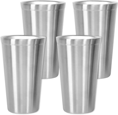 Stapelbare dubbelwandige isoleerbekers van roestvrij staal, koffiebeker/theebekerken/koele bierglazen, ideaal voor kinderen, voor reizen, outdoor, kamperen en dagelijks gebruik, 16 oz (480 ml