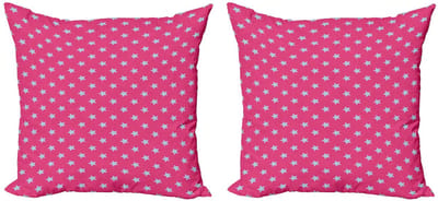 ABAKUHAUS – Kussenhoezen Set van 2 stuks 40x40 cm – Roze en Blauw – Vintage Sterren