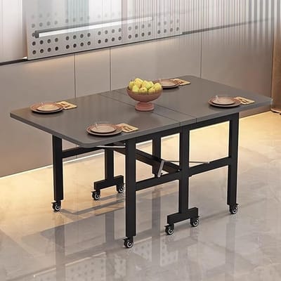 Opvouwbare uitschuifbare eettafel op wielen 120x80 cm – ruimtebesparende multifunctionele klaptafel 2-6 personen met remwielen – keuken, eetkamer & bureau tafel