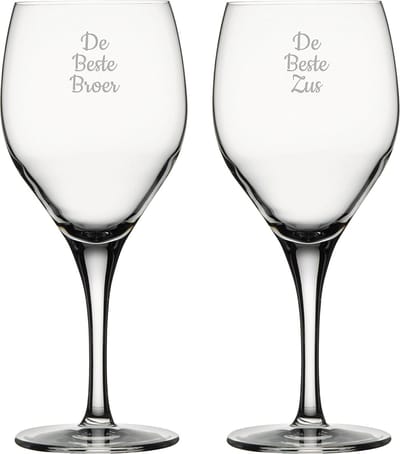 Gegraveerde Rode wijnglas 42,5cl De Beste Broer- De Beste Zus