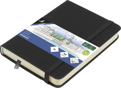 Kangaro schetsboek - A6 - zwart - PU hardcover - met elastiek en lint