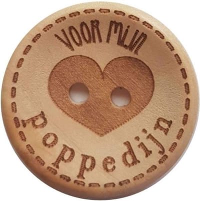 Durable Knoop 'voor mijn poppedijn' 25mm. Kaart á 3 stuks - houten knoop
