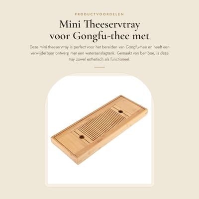 Dailygoods- Theebord Wateraanslagtank - Bamboe Dienblad - 38x15cm - Verwijderbaar Ontwerp - Duurzaam - Milieuvriendelijk - Theedienblad