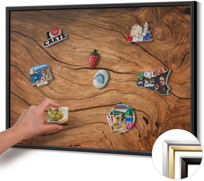 Wallfluent - Bruin Magnetisch Bord met Kleurvariaties - 80 cm x 60 cm - Magneetbord met Zwarte Frame - Gebarsten houttextuur - Magnetisch Bord Decoratief - Magneetbord Voor Thuiskantoor - Magneetbord Multifunctioneel