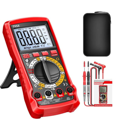 Digitale Multimeter - Spanningstester Detector - Auto Elektronica Testen - Robuust ABS Siliconen - 18.5 x 8.4 cm - Rood