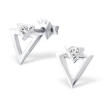 Aramat Jewels | Oorbellen | Zilveren Driehoek Oorbellen Geometrisch – 925 Zilver | Zilver Zirkonia-7mm | | | Zilver | Kinderen, Volwassenen | Verkleurd niet