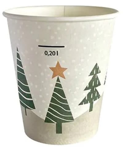 50 x Kerst Kartonnen Koffiebeker 8oz 240 ml "Kerstboom" Drinkbekers Karton - wegwerp papieren bekers - drank bekers glühweinbeker kartonnen drinkbeker voor kerstmarkt