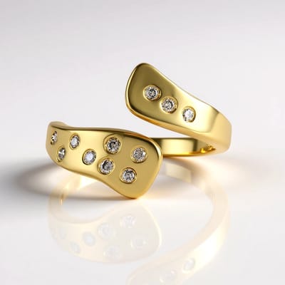 Cavill - Verstelbare Zilveren Ring 925 Sterling Zilver Verguld - 11 I2 Bruine Diamanten Ronde Briljant - Luxe Moderne Ring Bezel Afwerking - 20x20 mm
