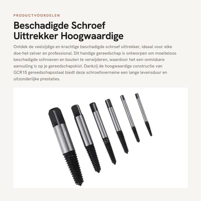 Dailygoods- Schroeftrekker Set - Hoogwaardige GCR15 Staal - 6 Stuks - Geschikt voor Beschadigde Schroeven - Plastic Opbergdoos - Langdurige Levensduur - Schroefextractor