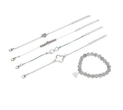 Jomide Set armbanden - 5 delig - Zilverkleurig