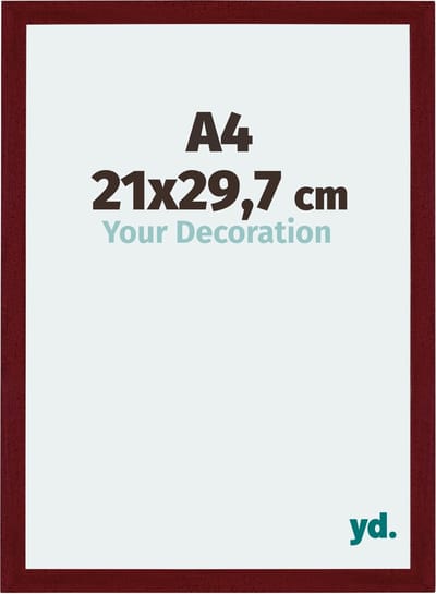 Your Decoration - Fotolijst A4 21x 29,7 cm - MDF - Wijnrood Geveegd - Mura