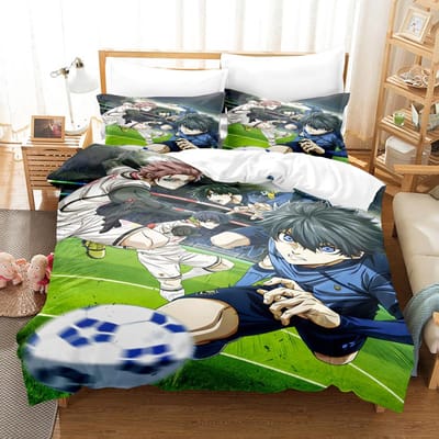 Anime Bluelock Dekbedovertrek Set 2-3 stuks Kussenslopen Voor Slaapkamer Huisdecoratie 100% Polyester Beddengoed Set Eenpersoons Twijfelaar Queen King Size Eu Single 135x200cm