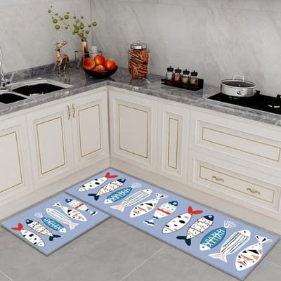 Kristalfluweel Bedrukte Keukenmat Wasbaar Absorberend Olie-absorberend Antislip Keukenmat Tapijt Vloermat 50 * 120Cm