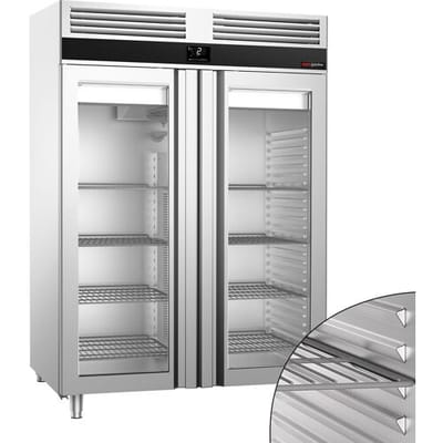 GGM Gastro Kühlschrank Edelstahl PREMIUM - GN 2/1 - 1400 Liter - mit 2 Glastüren