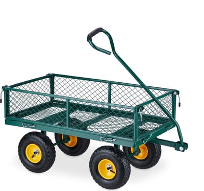 bolderkar luchtbanden - draagvermogen 200 kg - transportkar staal - groen-geel