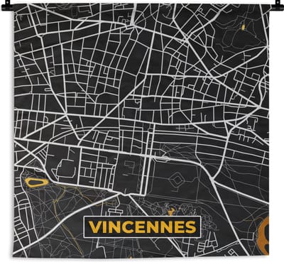 Wandkleed - Wanddoek - Stadskaart - Frankrijk - Plattegrond - Vincennes - Kaart - 180x180 cm - Wandtapijt