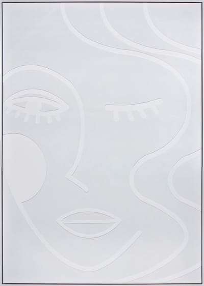 Ter Halle - Schilderij - Wandecoratie - 3D Art - Vrouwen Gezicht In Witte Lijnen (2) - 103x143cm