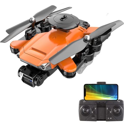Drone RC avec caméra 4K double caméra EIS RC Quadcopter avec fonction d'évitement d'obstacles flux optique 1 battery orange