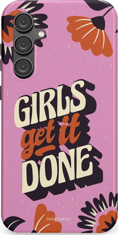 Casetastic hoesje geschikt voor Samsung Galaxy S23 FE - Dubbellaagse bescherming - Girls get it done - Fashion Case - Lila Donkergrijs Terracotta