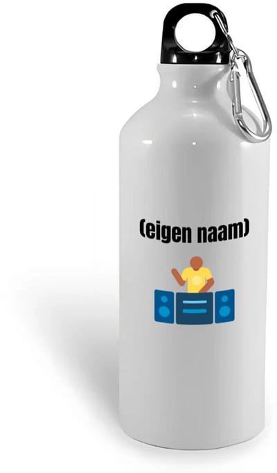 Hacebo® - dj met eigen naam waterfles - Dj - muziek liefhebbers - disc jockey - vinyl - verjaardag - cadeau - kado - water fles - 400ML