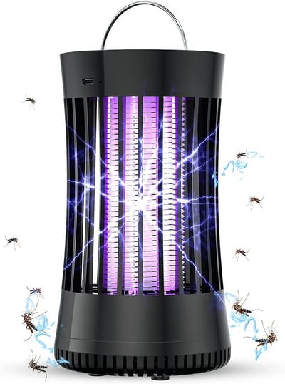 Draagbare, oplaadbare elektronische muggenlamp, geschikt voor zomervakanties, kamperen, vissen, terrassen, keukens, veranda's, binnenhuisgebruik en tuinen (zwart).