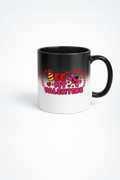 Valentijnsdag Magic Mok 'Bee My Valentine' | Warmtegevoelige Mok met Bij & Hartjes
