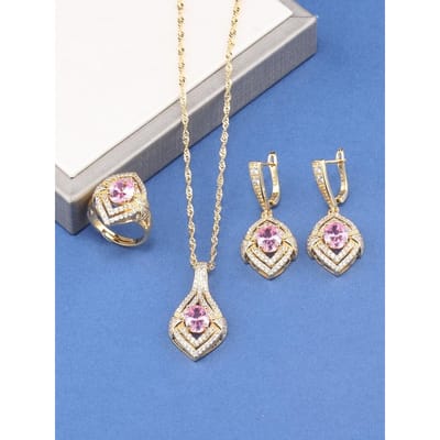 Verkoop Italië Brazilië Sieraden Accessoires Verguld Bruids Bruiloft Sets Ketting en Oorbellen Ring voor Vrouwen Cadeau resizable gray