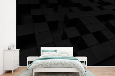 Behang - Fotobehang Kubus - Zwart - Wit - Patronen - Breedte 360 cm x hoogte 240 cm